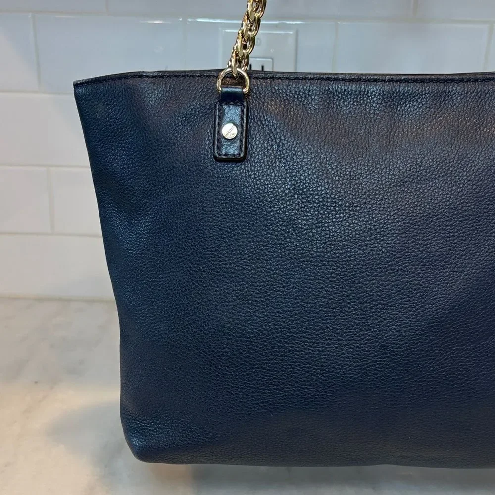 Michael Kors Bag Purse Handbag Leather Pebbled Chain Link Shoulder Tote Bag